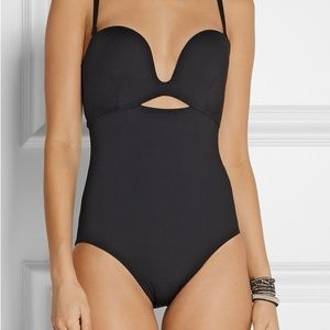 Proenza Schouler black molded cutout swimsuit in XS